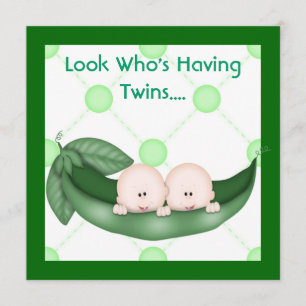 TWEE PEAS IN EEN POD BABY SHOWER INVITATION GIRL/B KAART