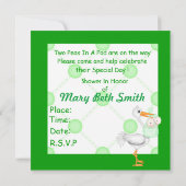 TWEE PEAS IN EEN POD BABY SHOWER INVITATION GIRL O KAART (Achterkant)