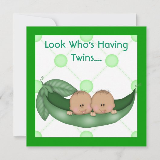 TWEE PEAS IN EEN POD BABY SHOWER TWINS INVITATIES KAART (Voorkant)