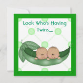 TWEE PEAS IN EEN POD BABY SHOWER TWINS INVITATIES KAART (Voorkant)
