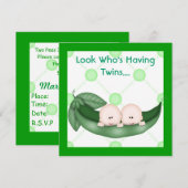 TWEE PEAS IN EEN POD BABY TWIN SHOWER INVITATION G KAART (Voorkant / Achterkant)