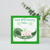 TWEE PEAS IN EEN POD BABY TWIN SHOWER INVITATION G KAART (Staand voorkant)