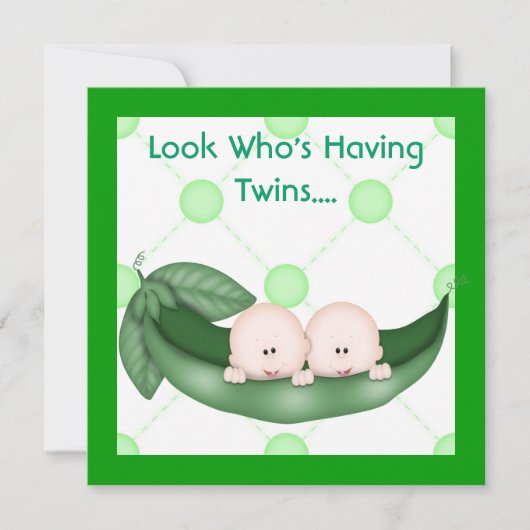 TWEE PEAS IN EEN POD BABY TWIN SHOWER INVITATION G KAART (Voorkant)