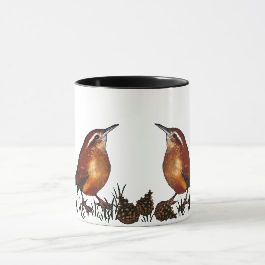 Twee pennen, pijnbomen: Oliepastel, Freehand Art Mok (Midden)