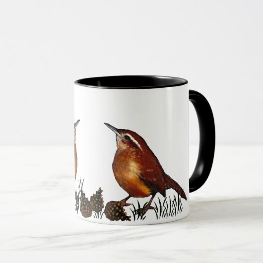 Twee pennen, pijnbomen: Oliepastel, Freehand Art Mok (Voorkant rechts)