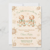 Twee peperkoek mannen tweeling kerst Baby shower Kaart (Voorkant)