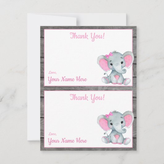 Twee per pagina bedankkaartjes Olifant Meisje Show Kaart (Voorkant)