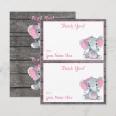 Twee per pagina bedankkaartjes Olifant Meisje Show Kaart (Voorkant / Achterkant)