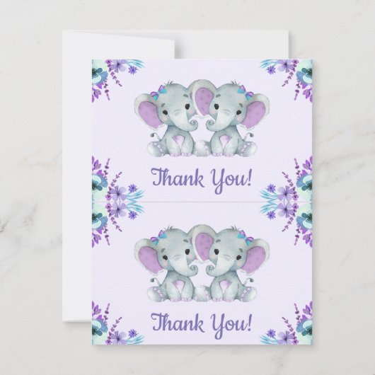 Twee per pagina dank u kaarten olifant twin douche (Achterkant)