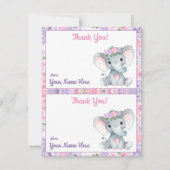 Twee per pagina Dank u voor de lephant Paars roze Kaart (Voorkant)