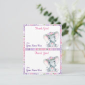 Twee per pagina Dank u voor de lephant Paars roze Kaart (Staand voorkant)