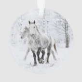 Twee Percheron Mares rennen in Snow Ornament (achterkant)