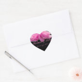 Twee perfect roze rozen persoonlijke bruiloft hart sticker (Envelop)