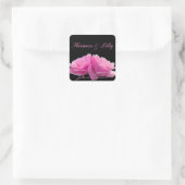 Twee perfect roze rozen persoonlijke bruiloft vierkante sticker (Tas)