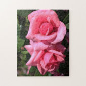 twee perfecte, roze roos bloemen. legpuzzel (Verticaal)