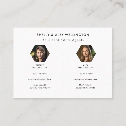 Twee personen aangepaste QR-code foto onroerend go Visitekaartje (Voorkant)