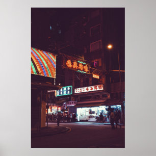 TWEE PERSONEN DIE DE WEG ONDER SIGNAGE BEWEGEN POSTER