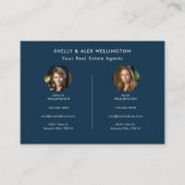 Twee Persoon Blauwe Douane QR Code Foto Vastgoed Visitekaartje (Voorkant)