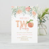 Twee perzik bloemige verjaardag kaart (Staand voorkant)