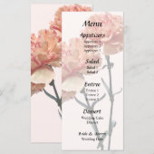 Twee Perzik en Roze Anjers Trouwmenu Menu (Voorkant / Achterkant)
