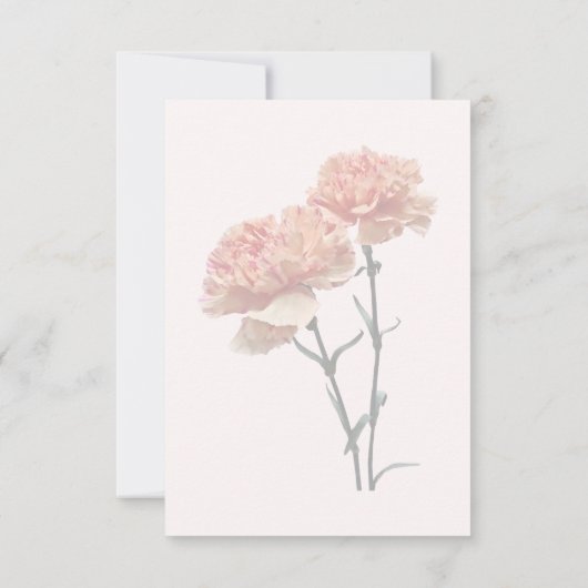 Twee perziken en roze anjers RSVP kaartje (Achterkant)