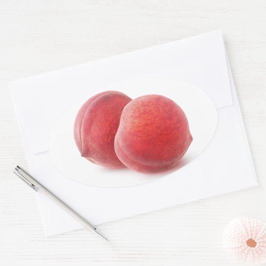 Twee perziken ovale sticker (Envelop)