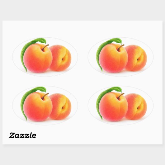 Twee perziken ovale sticker (Vel)