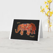 "Twee Perzische olifanten" Gelukkige Verjaardag Kaart (Gele Bloem)