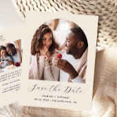 Twee Photo Arch Beige QR-code Bewaar de datum Briefkaart