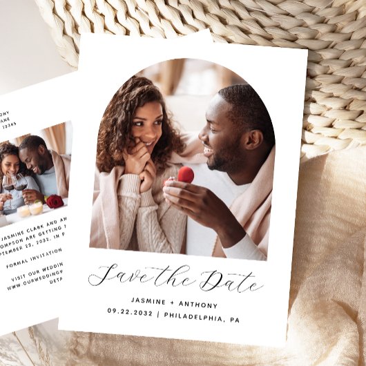 Twee Photo Arch Zwart Wit QR Code Sla de datum op Briefkaart