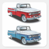 Twee pickups vierkante sticker (Voorkant)