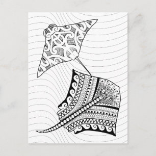 Twee pijlstaartroggen Adult Coloring Briefkaart