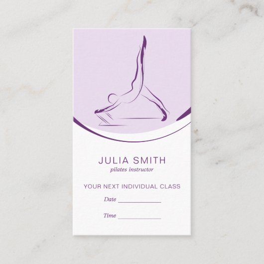 Twee Pilates-houdingen op de Reformer | Kleur Visitekaartje (Voorkant)