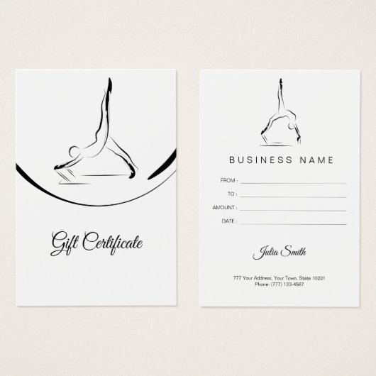 Twee Pilates Poses op de Hervormer Visitekaartje (Voorkant /achterkant)