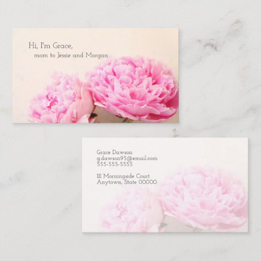 Twee pinda's roze moeder contactkaartje (Voorkant / Achterkant)