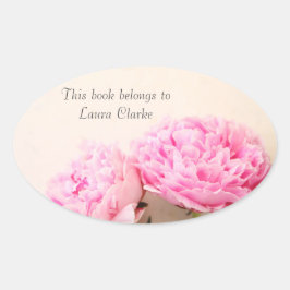 Twee pinda's roze ovale sticker