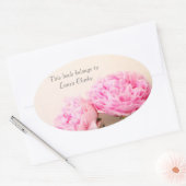 Twee pinda's roze ovale sticker (Envelop)