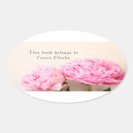 Twee pinda's roze ovale sticker