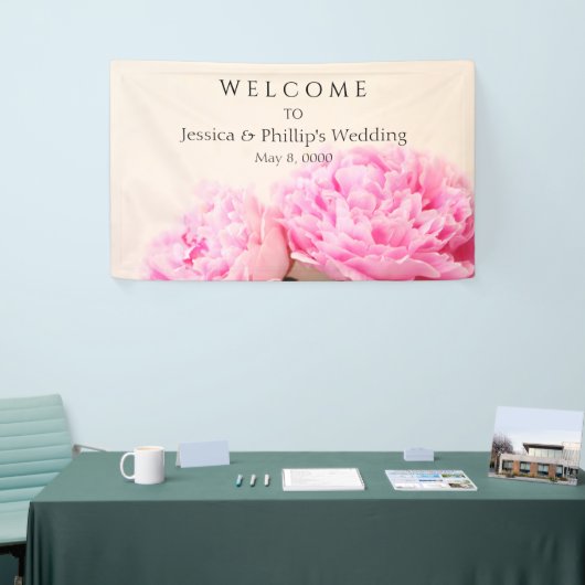 Twee pinda's roze spandoek (Beurs)