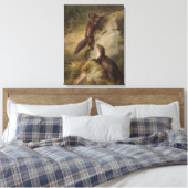 Twee Pine Martens op een rots in het bos Canvas Afdruk (Insitu (Slaapkamer))