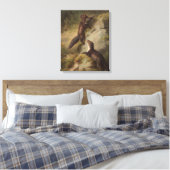 Twee Pine Martens op een rots in het bos Canvas Afdruk (Insitu (Slaapkamer))