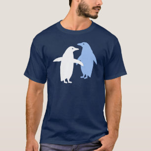 Twee pinguïns Aangepaste kleur T-shirt
