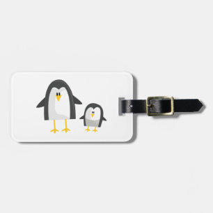 Twee pinguïns bagagelabel