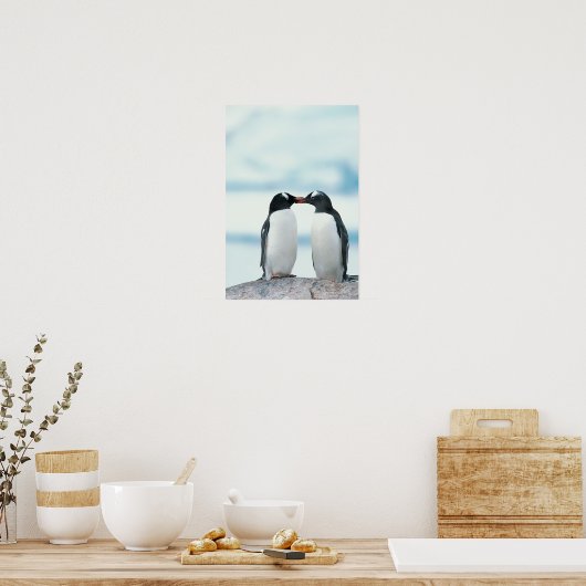Twee pinguïns die de pieken aanraken poster (Keuken)
