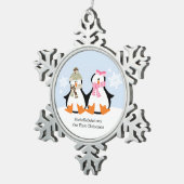 Twee pinguïns met kerst tin sneeuwvlok ornament (Rechts)