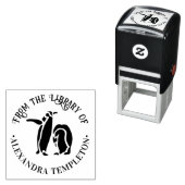 Twee pinguïns silhouet “Uit de bibliotheek van” Na Zelfinktende Stempel (In situ)