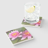 "TWEE PINKWATERLIES" STENEN ONDERZETTER (Zijkant)