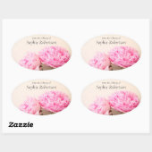 Twee pioenen roze boekenplaat ovale sticker (Vel)