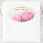 Twee pioenen roze boekenplaat ovale sticker (Tas)