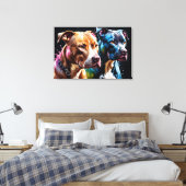 Twee Pit Bulls portret Canvas Afdruk (Insitu (Slaapkamer))
